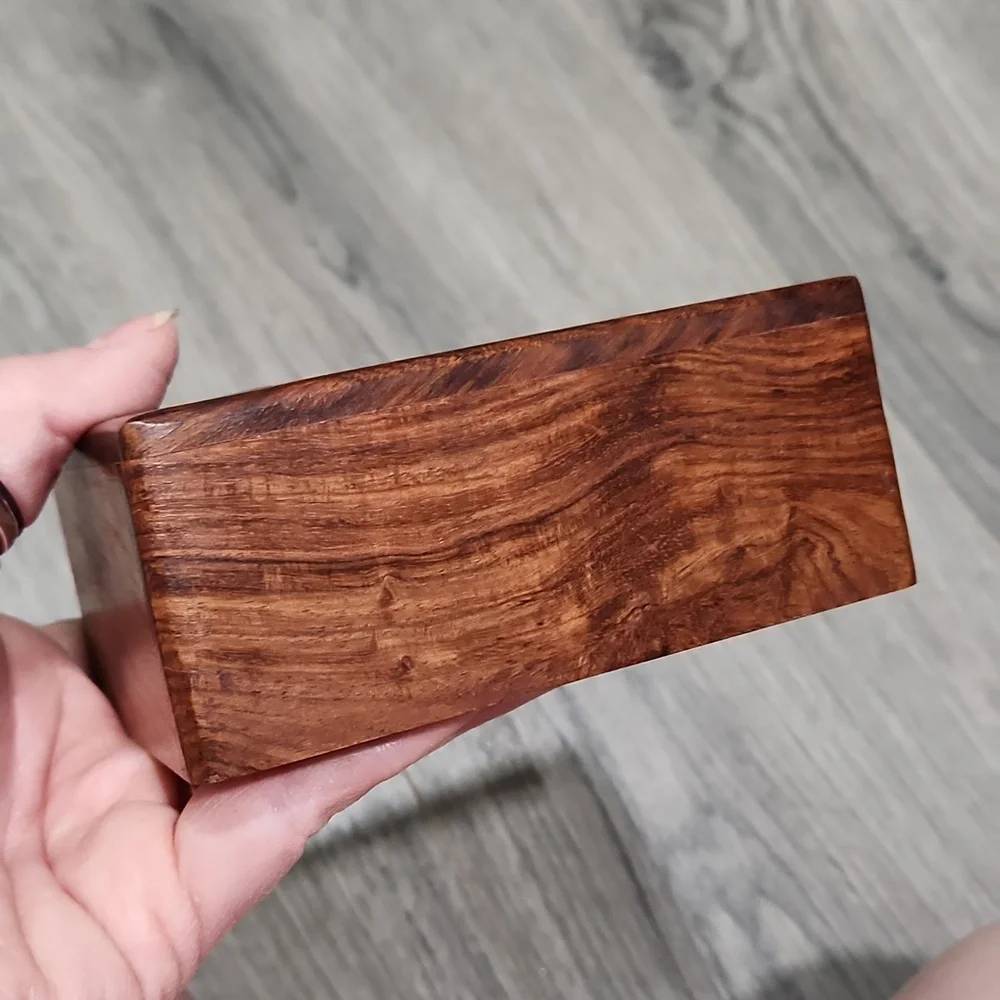 Flower Carved Wooden Hidden Storage Box